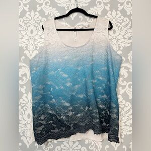 4/$25 • Ricki’s Blue Ombré‎ Lace Overlay Sleeveless Top
